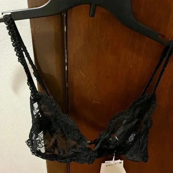 NWT rabanne H&M HM Lace Bralette Bra Black 6 - Picture 2 of 3